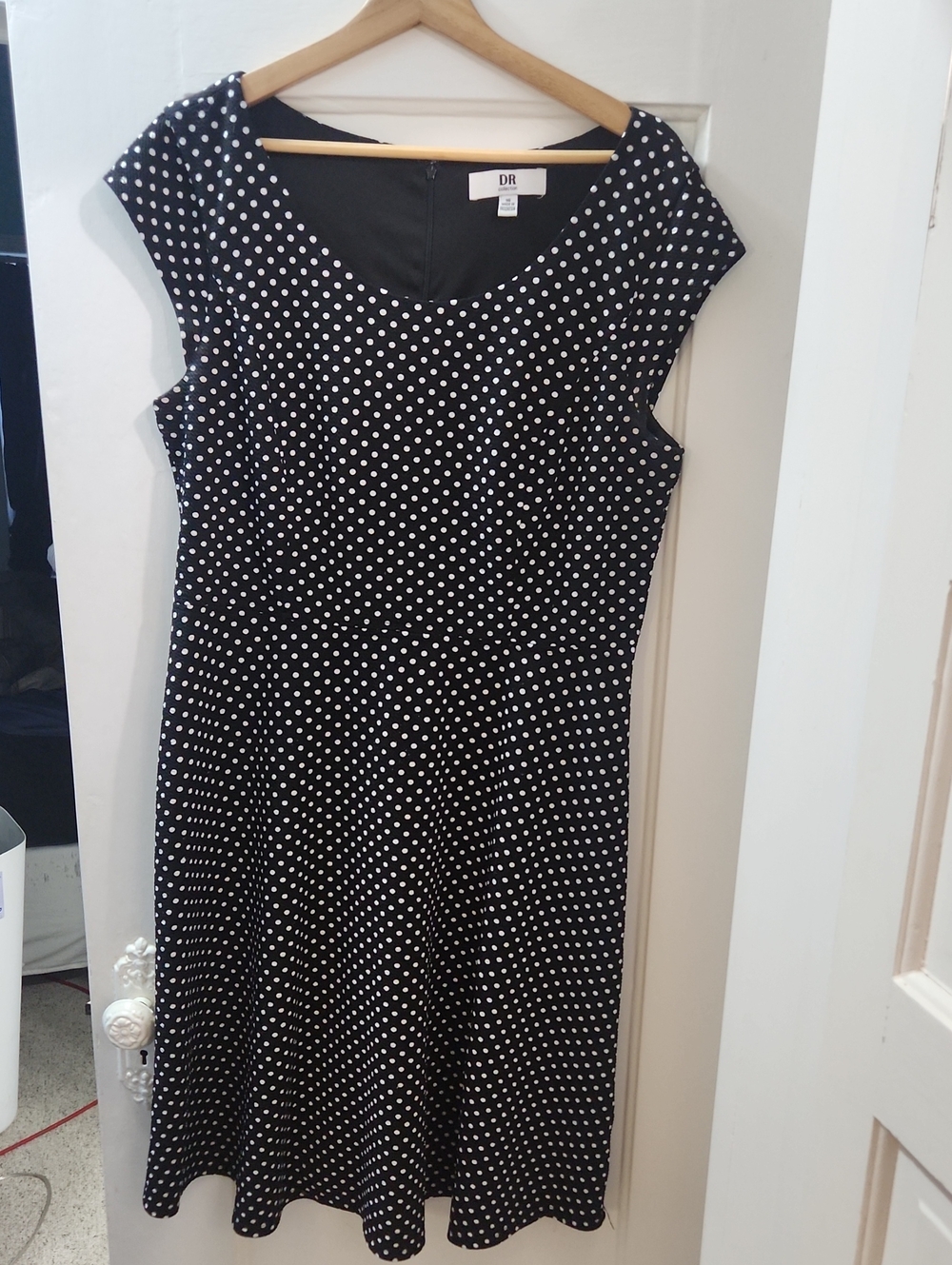 SD Collection Black & White Polka Dot Midi Fit-and-Flare Dress